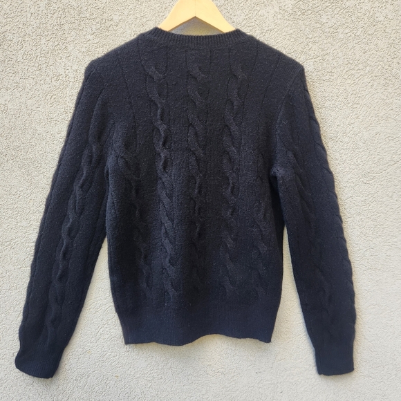 HALOGEN Womens Sweater Small Black Wool Alpaca Cable Knit Whimsigoth Witchy NEW - Picture 4 of 10